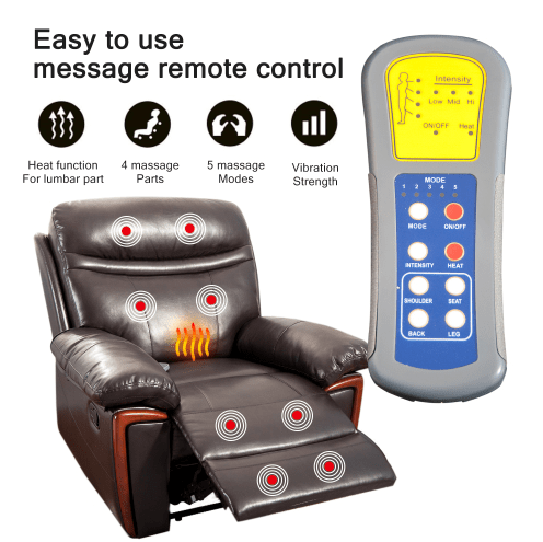 Massage Recliner PU Leather Sofa Chair with Heating and Massage Vibrating Function