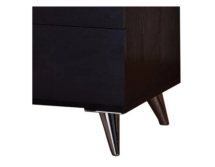 Contemporary Style Wood & Metal Nightstand, Black & Chrome