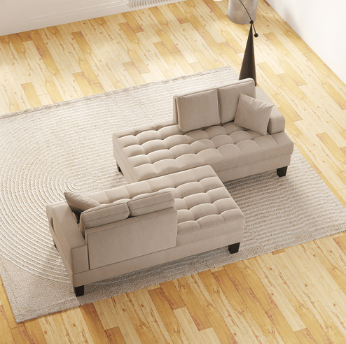 Deep Tufted Upholstered Textured Fabric 1 or 2 pieces Chaise Lounge set