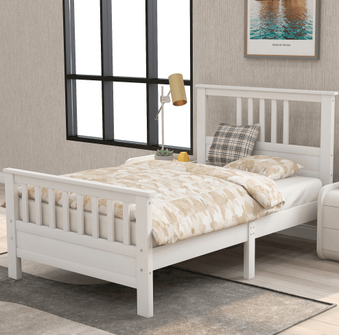 Wood Platform Bed with Headboard and Footboard