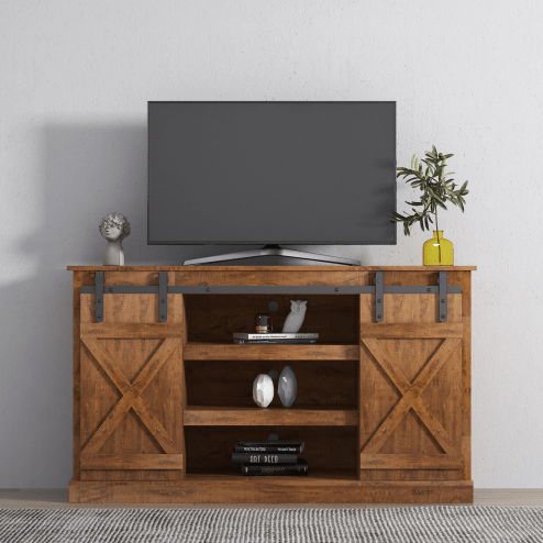 Media Console Table Storage Cabinet Wood for 65 Inch Flat Screen