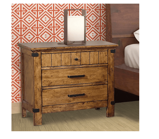 Wooden Nightstand with 3 Drawers