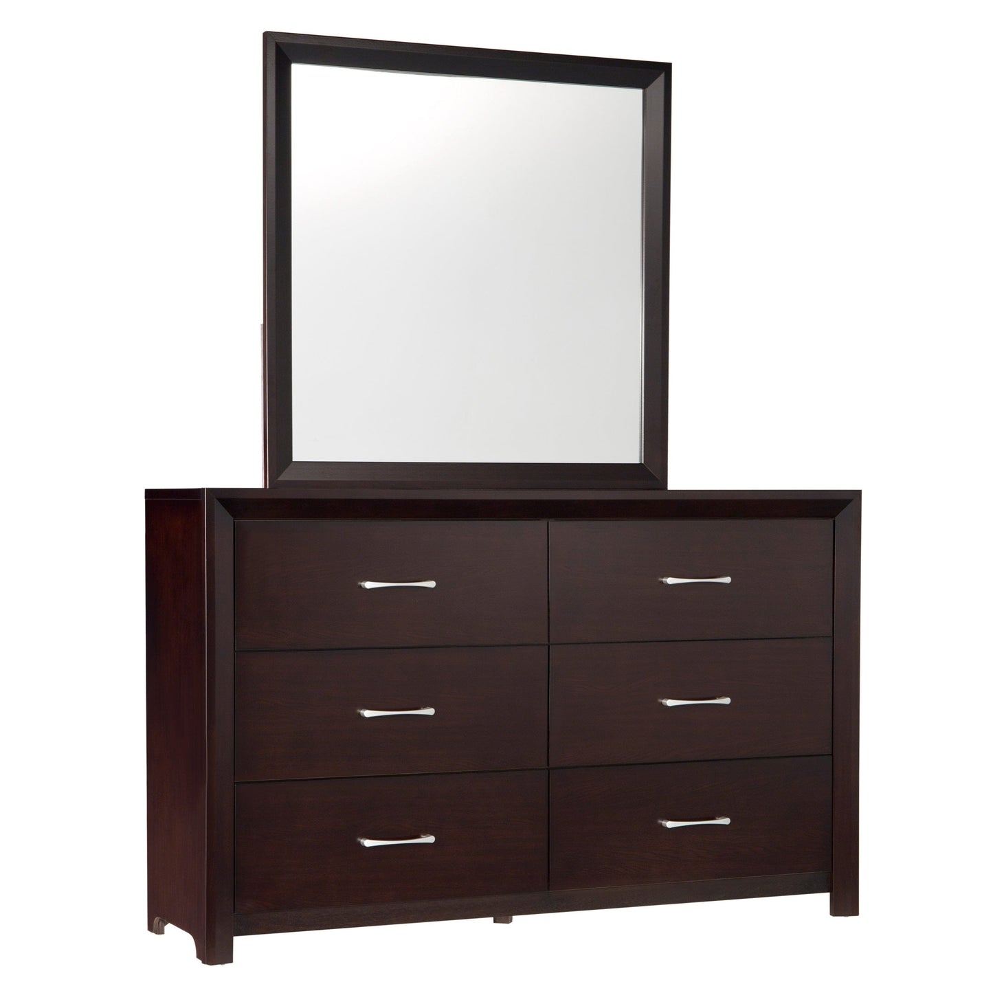 1pc Dresser of 6x Drawers Silver Tone Bar Pulls Contemporary Design Bedroom Furniture, Espresso Finish