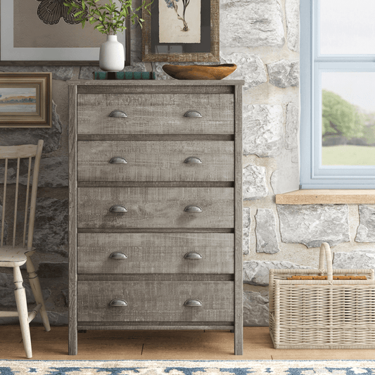 Mannion 5 Drawer 33" W Solid Wood Chest