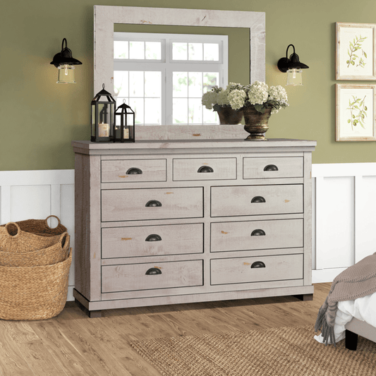 Lockridge 9 Drawer Dresser with Mirror