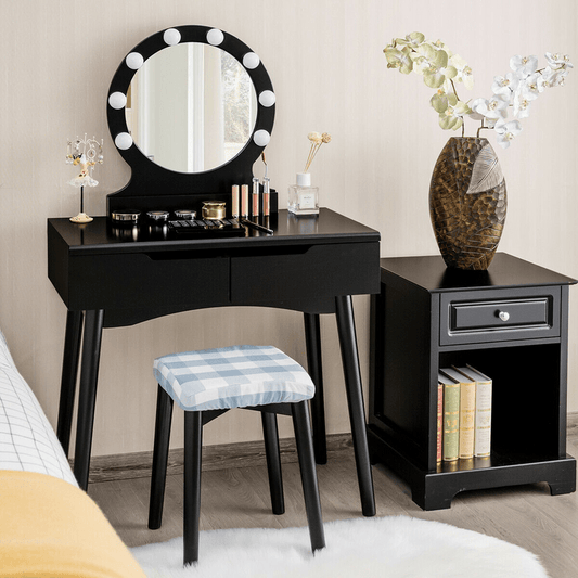 Cyrilmagnin Makeup Vanity Set with Stool and Mirror