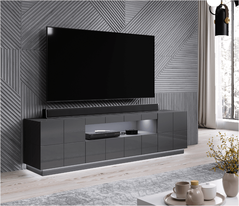 Dark grey gloss tv unit cheap