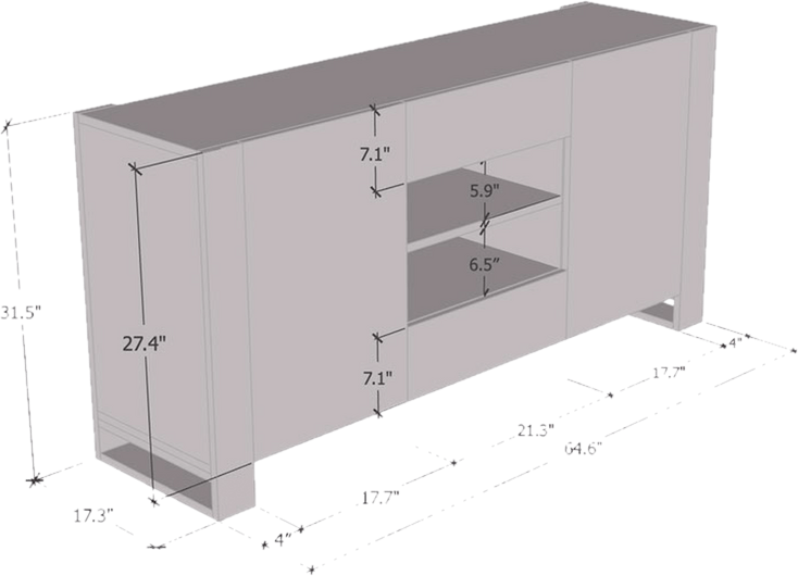 Togut 64.5" Wide 2 Drawer Sideboard