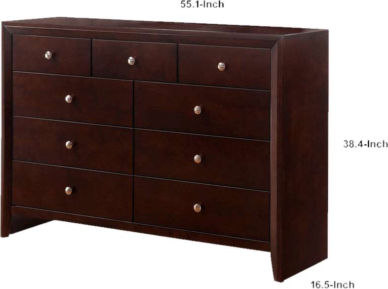 Bellflower 9 Drawer 55.1'' W Solid Wood Double Dresser