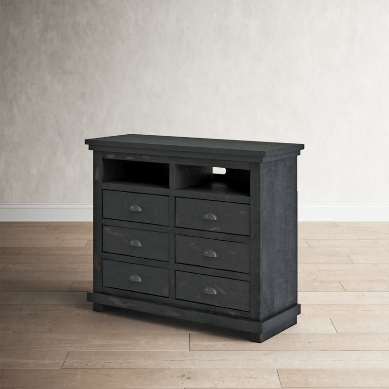 Lockridge 6 Drawer 48" W Solid Wood Media Double Dresser