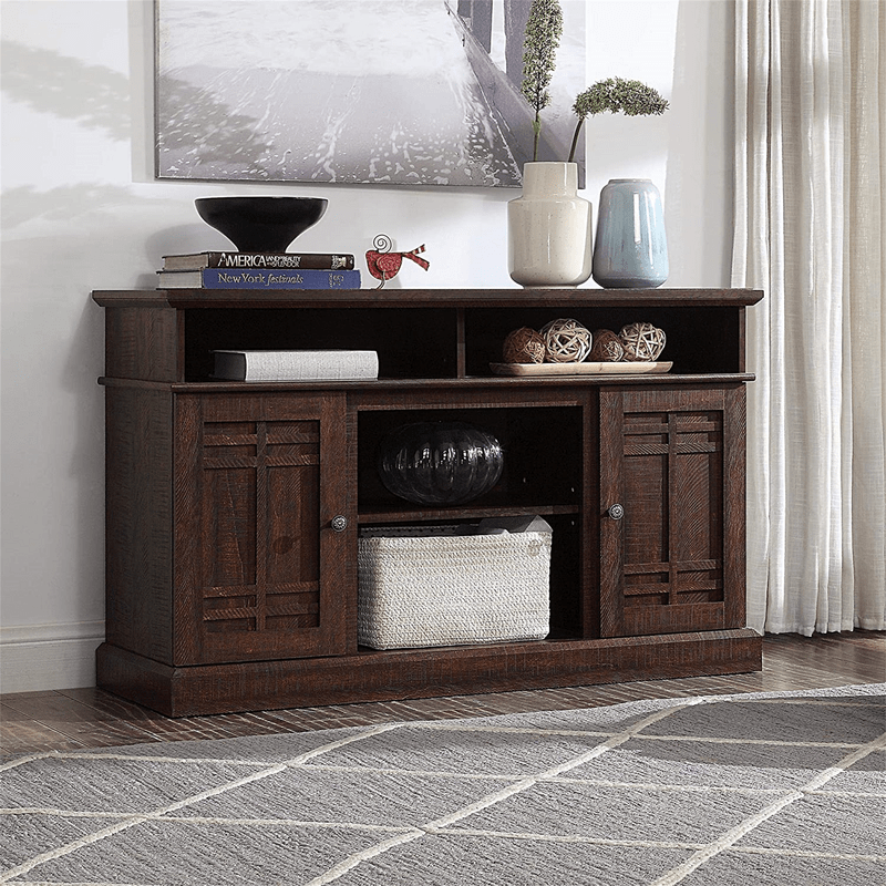Modern Farmhouse Wood TV Stand & Media Entertainment Center Console - Up To 50" TV