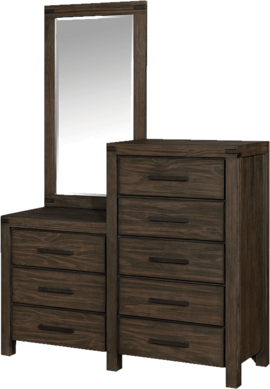 Brogdon 5 Drawer 56'' W Double Dresser with Mirror