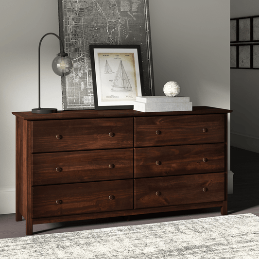 Shaker 6 Drawer 63.8'' W Solid Wood Double Dresser