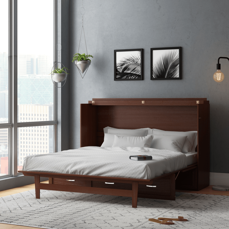 Kimsey Solid Wood Storage Murphy Bed with Mattress