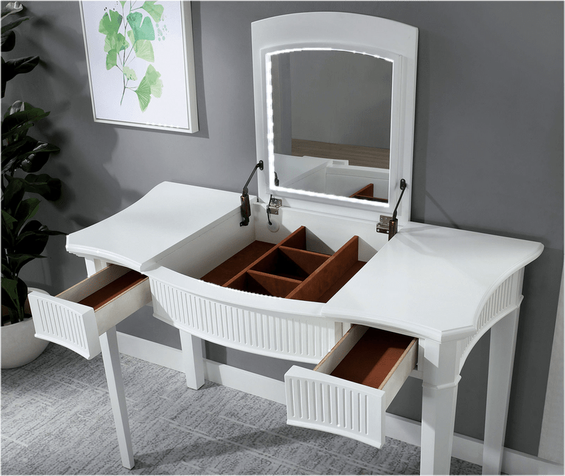 Napoli Solid Wood Vanity Set with Stool and Mirror