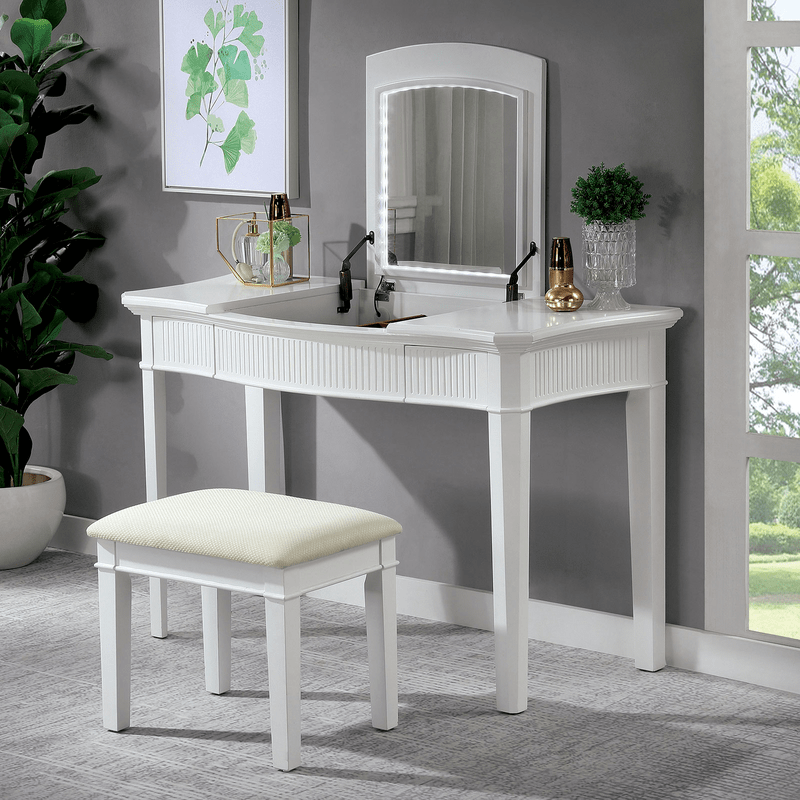 Napoli Solid Wood Vanity Set with Stool and Mirror